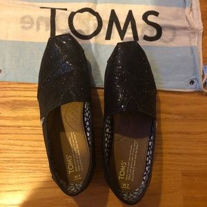 Tom's Shoes - Black Glitter Size 7